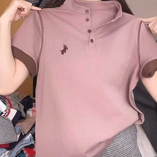 Blouse for Women Polo Shirt Pony Embroidered Flip Collar Short Sleeve Slim Fit Casual Daily Wear Fashion Versatile Korean Style Top​