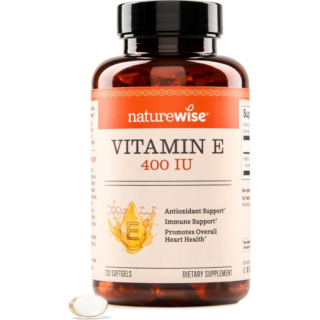 NatureWise Vitamin E 400 IU Softgels (180mg DL-Alpha) - ผลิตภัณฑ์เสริมอาหาร Dairy, Gluten & Soy Free