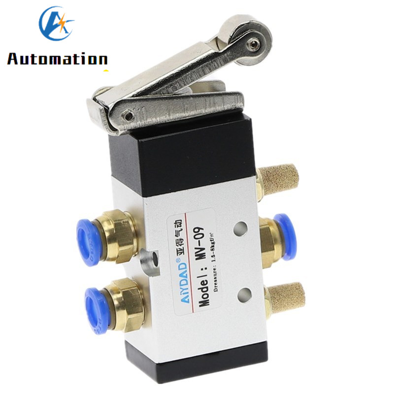 MV-09 Roller Lever 2 ตําแหน่ง 5 Way Scroll ล้อวาล์ว MV522R Air Inlet Outlet 1/4 "ไอเสีย 1/8"