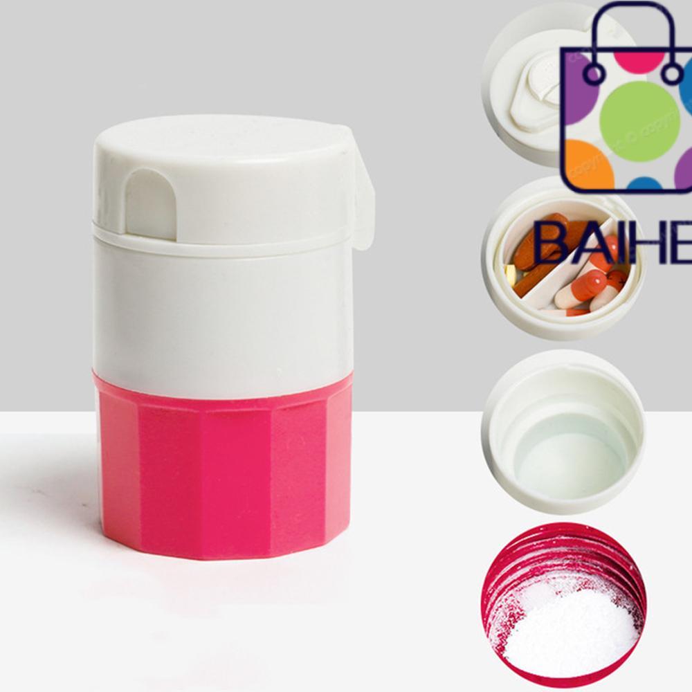 BAIHEE Pill Crusher สําหรับขนาดเล็กหรือยาขนาดใหญ่กล่องยาคอนเทนเนอร์สําหรับวิตามินเม็ดแบบพกพา