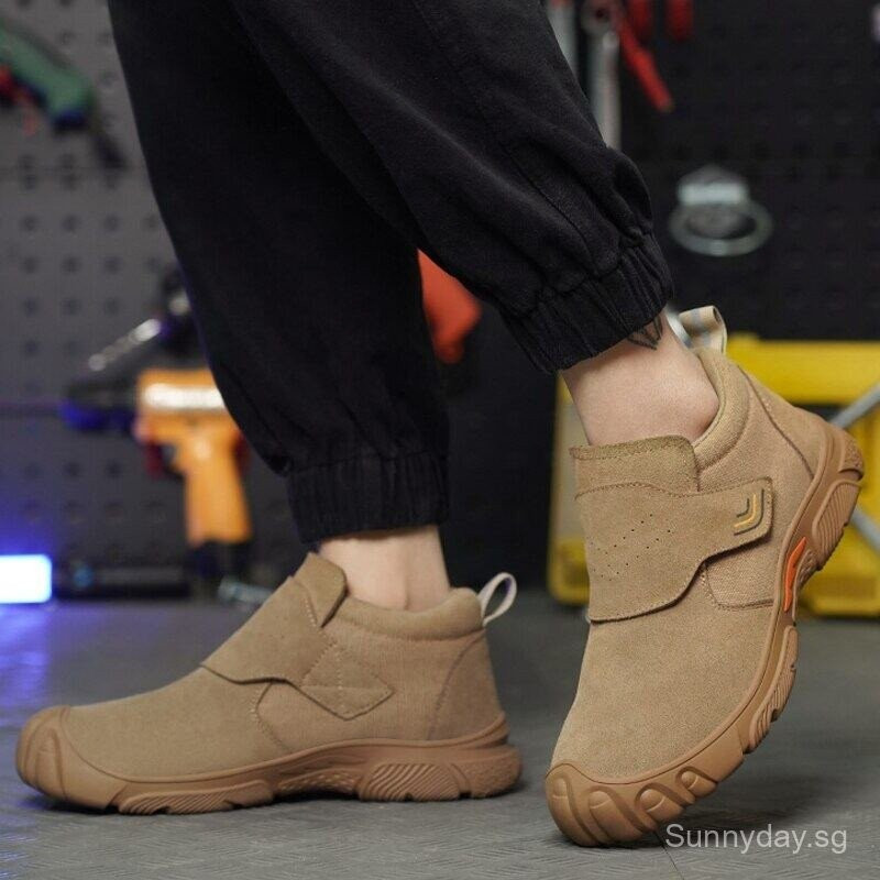 ผู้ชาย Scalding Proof เครื่องเชื่อมฟางก่อสร้างรองเท้านิรภัยเจาะทําลายทํางานเหล็ก Toe PQ2O FZ7G 7CKC