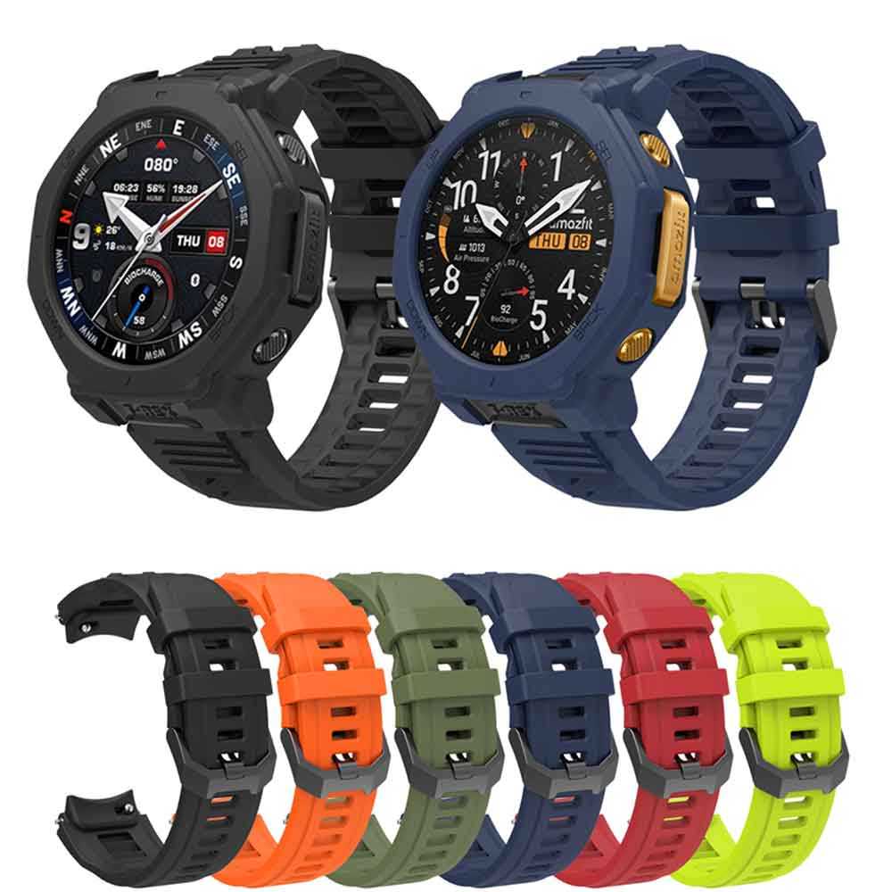 สายรัดซิลิโคนสําหรับ Amazfit T-Rex 3 Pro Watch Band สร้อยข้อมือฝาครอบป้องกันสําหรับสายรัดข้อมือ Amazfit T Rex3 Pro