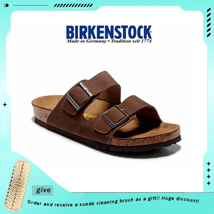 Arizona Boken Two Buckle Brown Matte Leather Casual Sandals 34-45