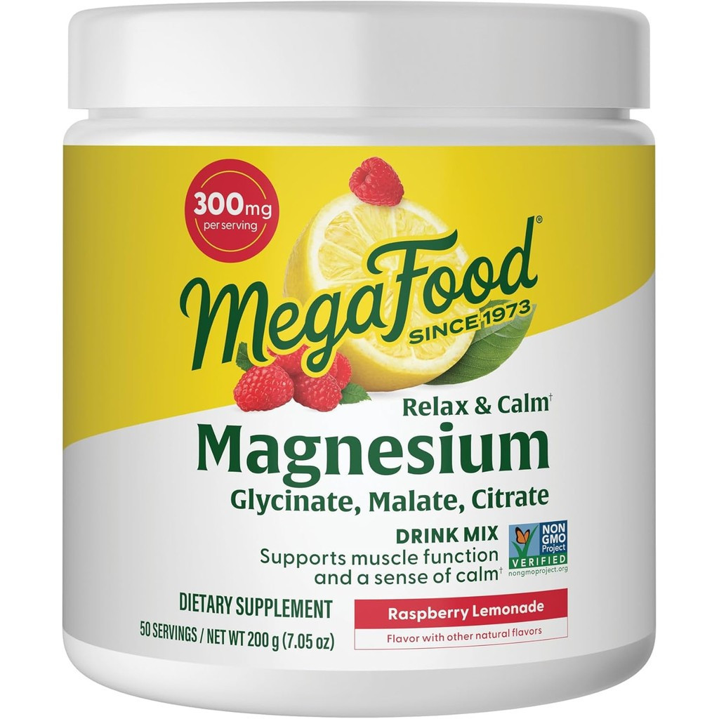 MegaFood Relax + Calm Magnesium Powder - Glycinate Magnesium Citrate & Magnesium Malate - With 9 Foo