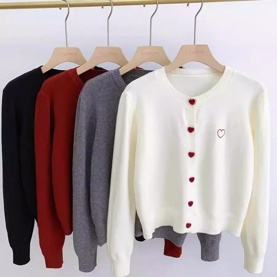Red Berryเสื้อแจ็คเก็ตคาร์ดิแกนถักแขนยาวผูกโบว์สำหรับผู้หญิง ฤดูใบไม้ผลิและฤดูใบไม้ร่วง 88024