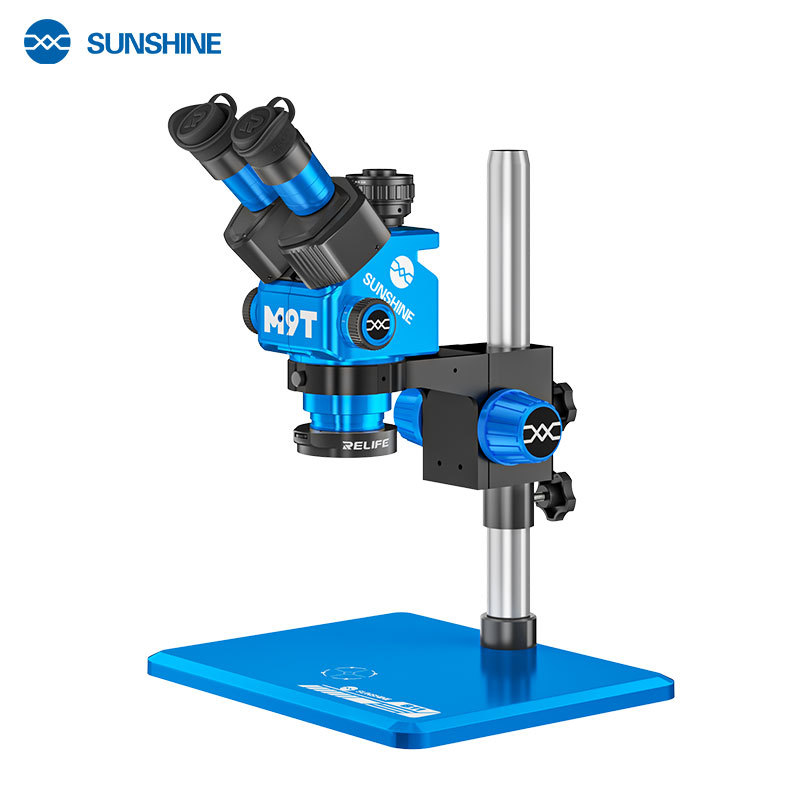 กล้องจุลทรรศน์สเตอริโอสามตา SUNSHINE M9T-B11 ซูม 6-45X อินเทอร์เฟซ 0.5CTV คอลัมน์สูง 35 ซม. การถ่ายภ