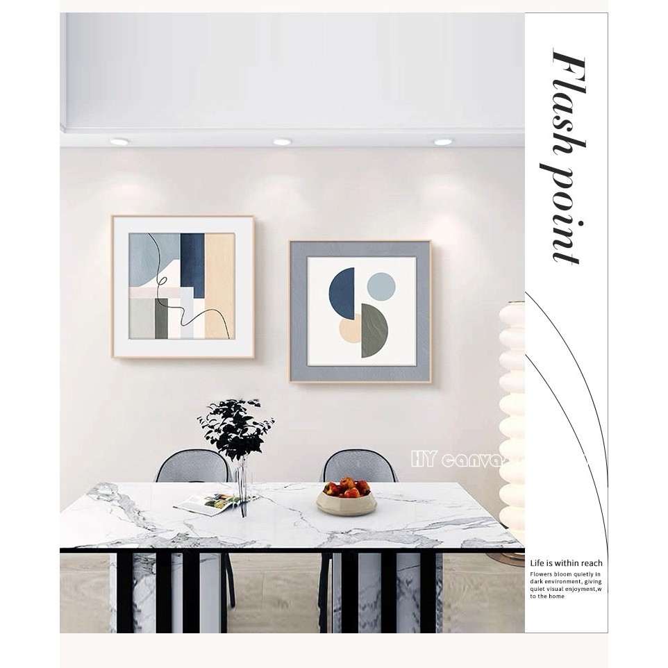 [กรอบไม้เนื้อแข็ง] สไตล์นอร์ดิกบทคัดย่อเรขาคณิตผ้าใบจิตรกรรมห้องนั่งเล่นและร้านอาหารแขวนผนังภาพวาดศิลปะสมัยใหม่ที่เรียบง่ายภาพจิตรกรรมฝาผนัง - รูปที่ 2