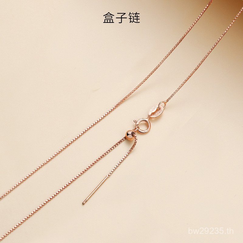 สร้อยคอมาริเอ้งคอลลาวิกูล แบบเรียบง่ายสไตล์โรสโกลด์ เงินสเตอร์ลิง 925 เคลือบทองคำ ไม่มีหัวติดไม่มีจี