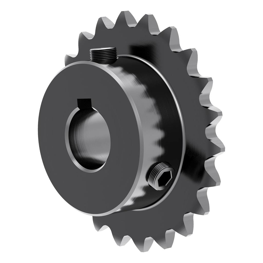20 ฟัน Roller Chain Sprocket B ประเภทฟันแข็ง, 25 โซ่ Sigle Strand 1/4 นิ้ว Pitch, 15 มม.Bore Black O