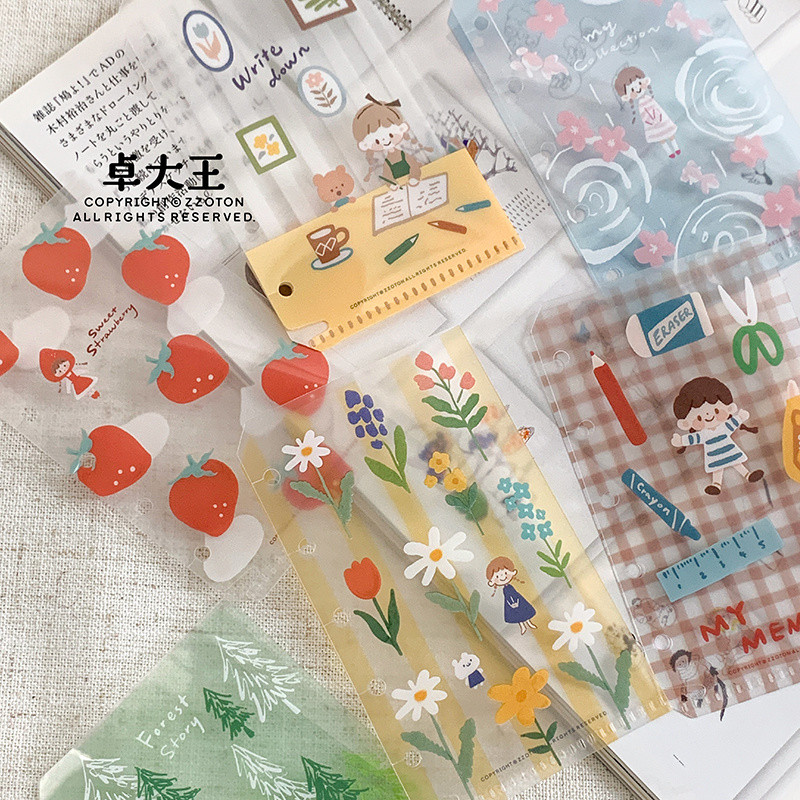 Zhuo Dawang [Azhuo m5a7 โฟลเดอร์หลวม] กระเป๋าเก็บตกแต่งคู่มือ 6 หลุม L-Shaped วัสดุคอลเลกชันน่ารัก 5 หลุม A8 กระเป๋าเก็บหลวม