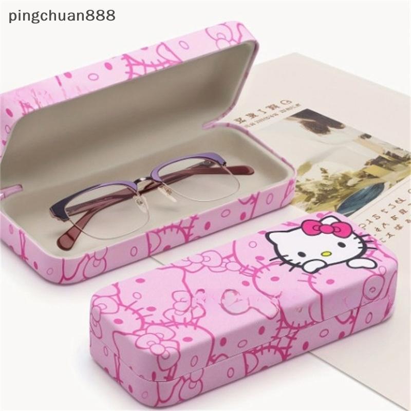 Pingchuan888 น่ารักการ์ตูน Hello Kitty ตัวเลขแว่นตาน่ารัก KT แมวแว่นตากล่องเก็บแว่นตากันแดดแบบพกพากร
