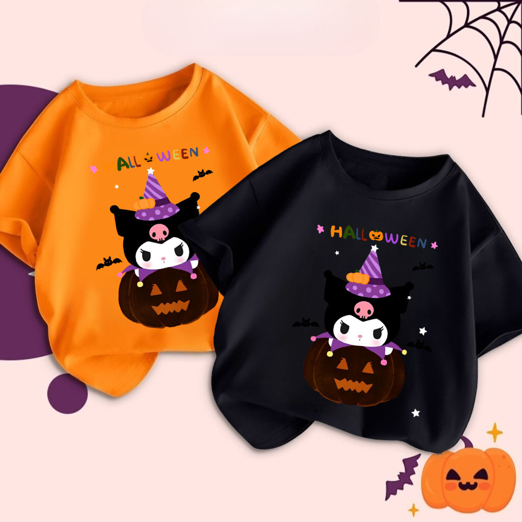 Baju Halloween Kuromi T-Shirt Pumpkin Kuromi Trick or Treat Graphic Tee Kids Adults Halloween Cospla