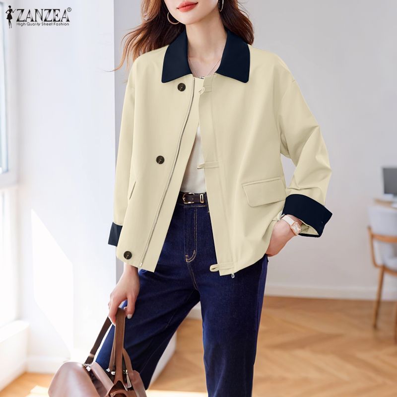 ZANZEA เสื้อแจ็คเก็ตซิปลายเกาหลีแขนยาวสำหรับวันหยุด — صورة 5