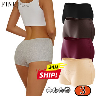 FINETOO 3PCS/Set Cotton Boxer Panty for Women XS-XL Comfortable Briefs Woman Underpants High Waist Panties