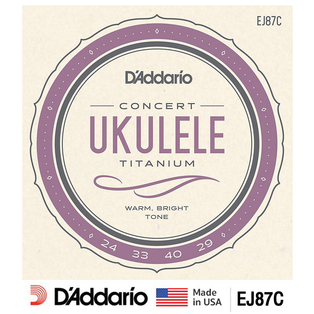 D'Addario® EJ87C สายอูคูเลเล่ ไซส์ Concert แบบ Titanium ของแท้ 100% (0.024 - 0.040) ** Made in USA **