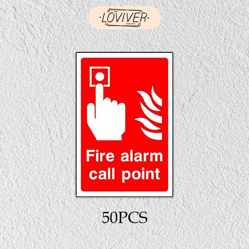 50 ชิ้น Fire Alarm Call Point Sign สติกเกอร์คําแนะนําคําเตือนสติกเกอร์รูปลอกสําหรับโรงแรมยิมกลางแจ้ง