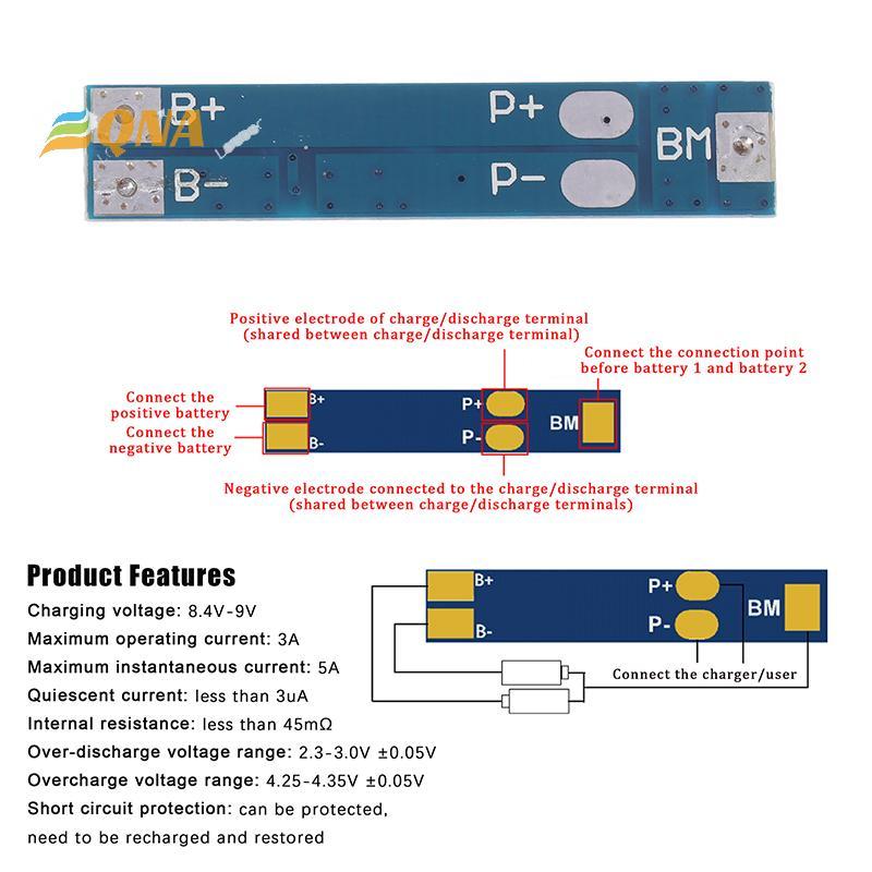 [QNA] 2S 5A/7.4V 8A/ 8.4V 18650 Charger Board BMS Over Charge-Discharge Protection Module ใหม่