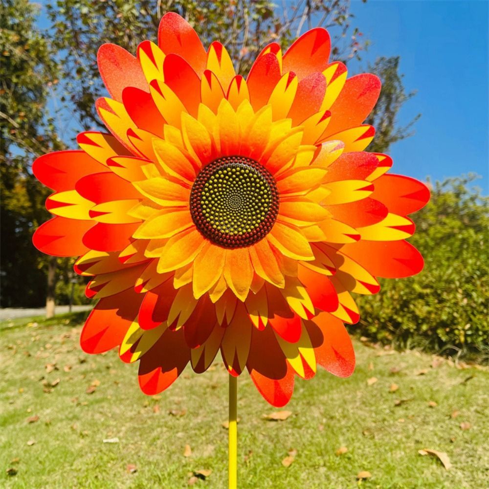 ACECINAR หมุนดอกทานตะวัน, PVC Multistyles Sunflower Windmill, เส้นผ่านศูนย์กลาง 36 ซม.สวน Yard Wind Spinner ปาร์ตี้กลางแจ้ง Picnic Decor - รูปที่ 3
