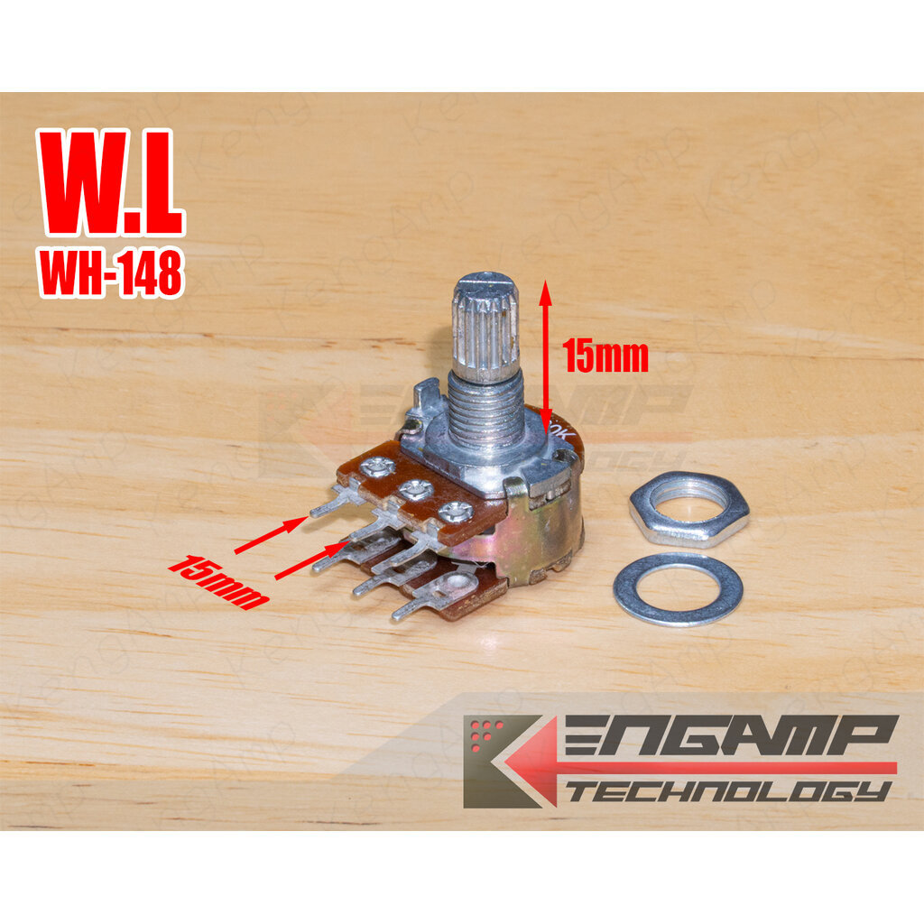 (มีตัวเลือก) [VR] WH-148 B10K B20K B50K B100K ST แกนยาว 15mm ยี่ห้อ W.L วอลุ่มปรับค่าความต้านทาน