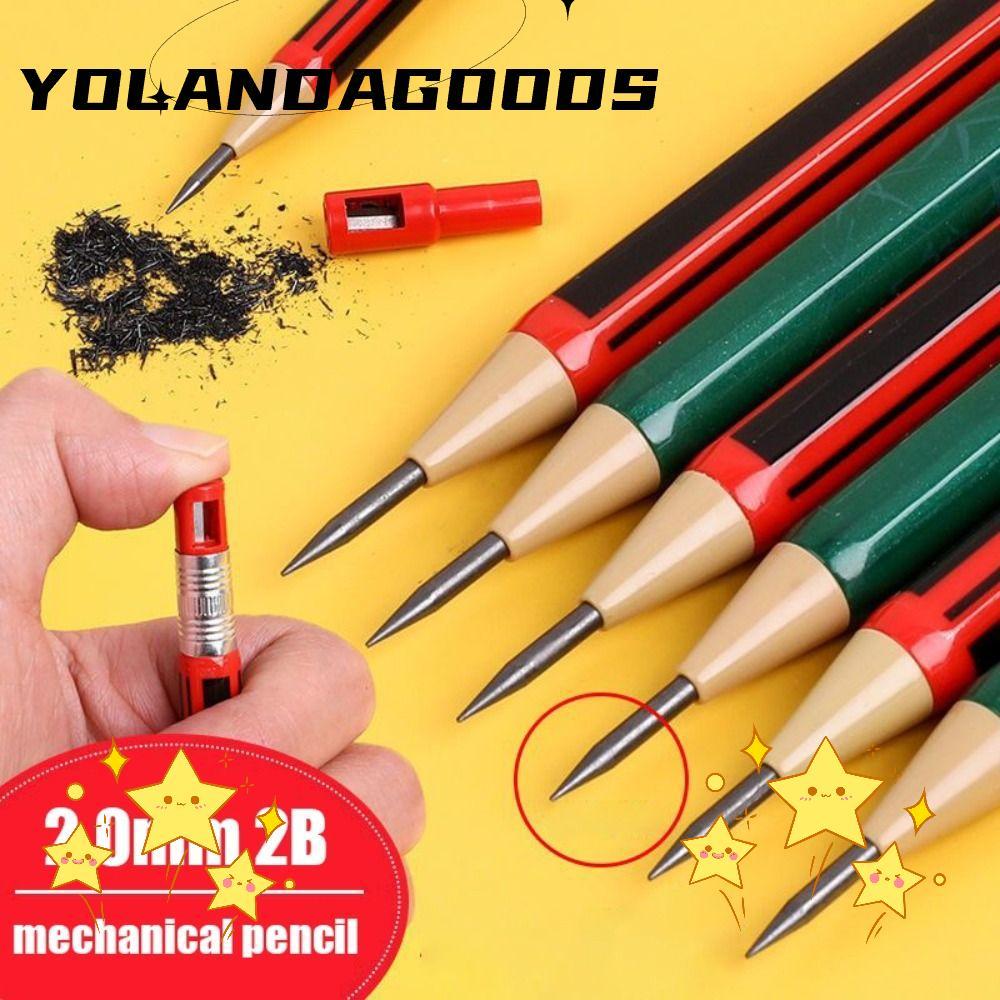 YOLA ดินสออัตโนมัติ, Sketch Drawing Writing Tool 2.0MM 2B ดินสอกด, กันลื่นพร้อม Sharpener Stationery