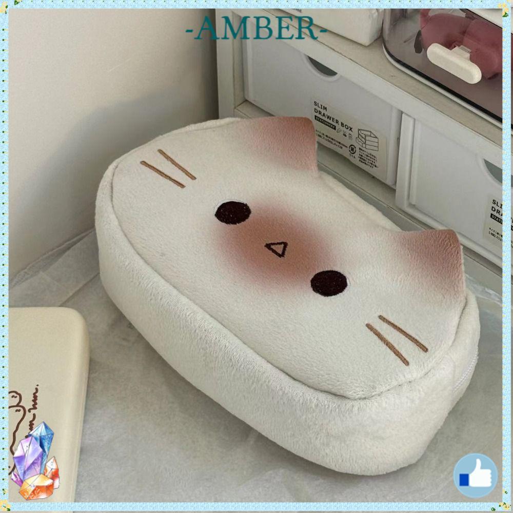AMBER กระเป๋าปากกา, Plush French Toast Cat Pencil, กล่องปากกาความจุขนาดใหญ่คุณภาพสูง Back To School Gift