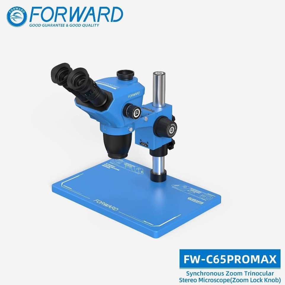 FORWARD FWC65Pro Max 6.565X Synchronous Zoom Trinocular Stereo Microscope Zoom Lock Knob