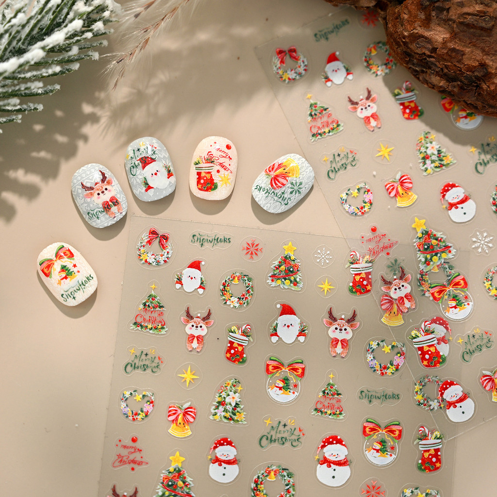 TENSOR สีน้ํา Fairy Tale สติกเกอร์แต่งเล็บคริสต์มาส TS4199 น่ารักหวาน Snowman Deer สติ๊กเกอร์ติดเล็บต้นคริสต์มาส