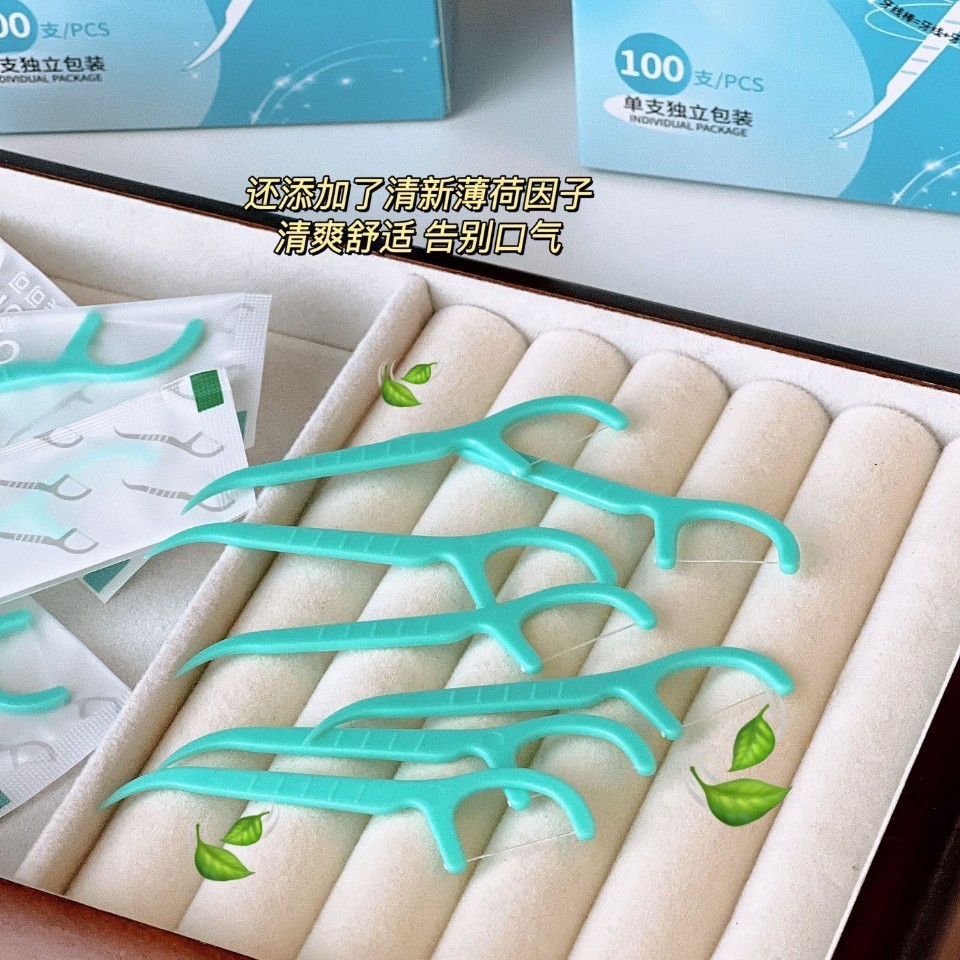 Oksmiles Smile Cocoa Smooth Care Fresh Dental Floss Stick 100 Sticks ไม้จิ้มฟัน Dental Care/dalaocc2