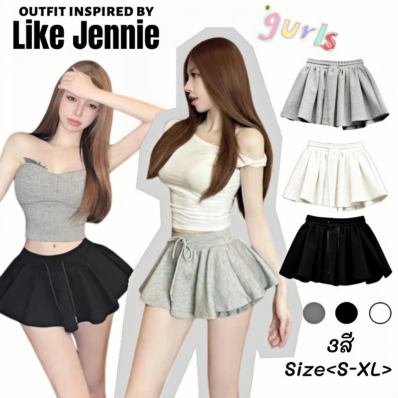 Jenny🌷พร้อมส่ง🌺กระโปรงสั้น y2k สไตล์เกาหลี ผู้หญิงแฟชั่น เอวสูงเชือกรูดหน้า ทรงเอสีพื้น มีซับในเอวยางยืด เก่งเซ็กซี่
