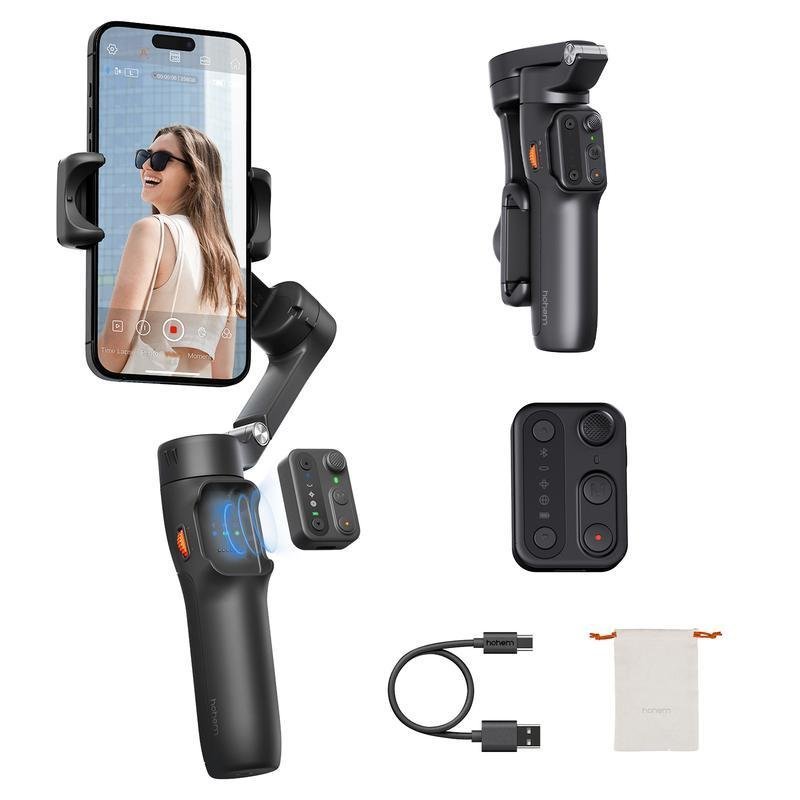 hohem iSteady X3 SE Gimbal Stabilizer for iPhone, Smartphone Foldable Gimbal with Detachable Remote 