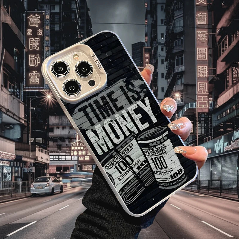 USD Dollar เคสโทรศัพท์สําหรับ iPhone 17 AIR 16 15 14 13 Pro 12 11 Pro Xs X XR Max เลเซอร์ Hard PC + 