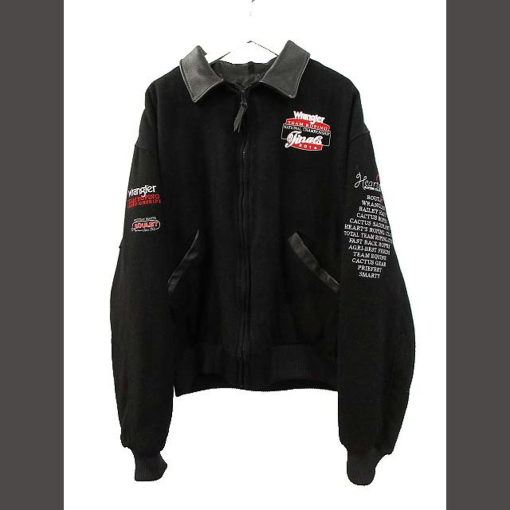 Wrangler Varsity Jacket wool black Embroidery Direct from Japan Secondhand