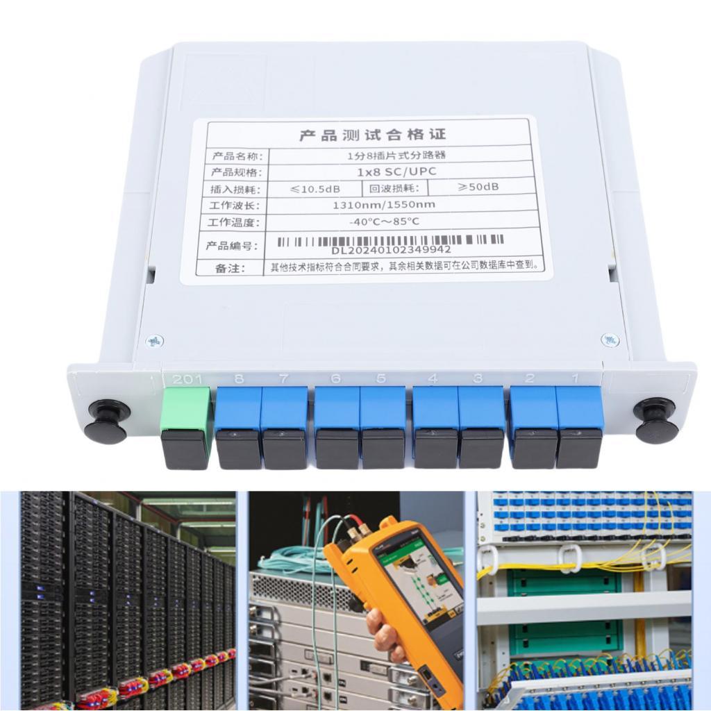 localcamera-TH 1x8 PLC ตัวแยกไฟเบอร์ออปติก SC UPC Connector เสียบปลั๊กออปติคอลสำหรับโครงการวิศวกรรมส