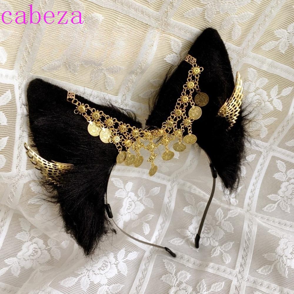 CABEZA คลิปผมหูสัตว์และปีกทองสำหรับคอสเพลย์ Anubis ออกแบบอย่างประณีตในสไตล์กอธิกและอียิปต์โบราณ