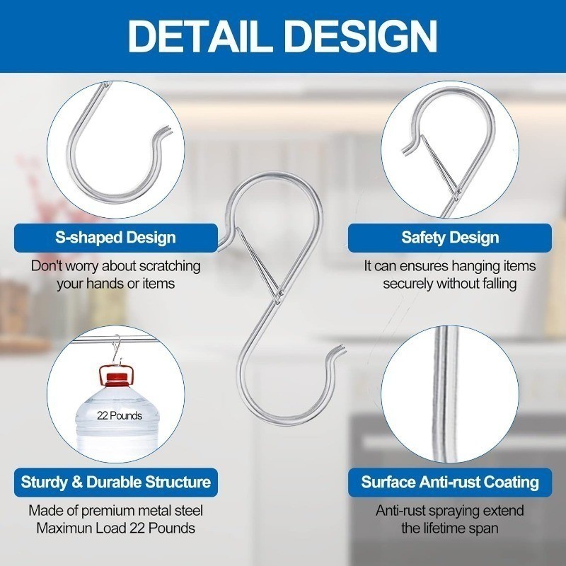 3/5/10ชิ้น กันลม โลหะ ส ตะขอ-ตะขอสําหรับงานหนักที่มีความปลอดภัยหัวเข็มขัด-ตู้เสื้อผ้า/ห้องครัว/ห้องน้ําจัด - รูปที่ 7