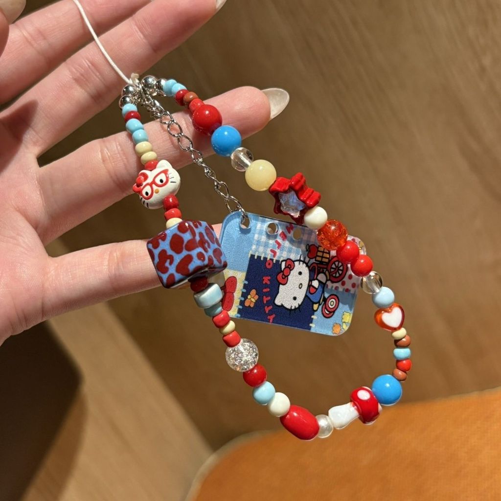 Ins Dopamine Red Blue kitty Book เคสโทรศัพท์ Lanyard Chain ccd กล้อง Cuckoo Book Card Book จี้ Creat
