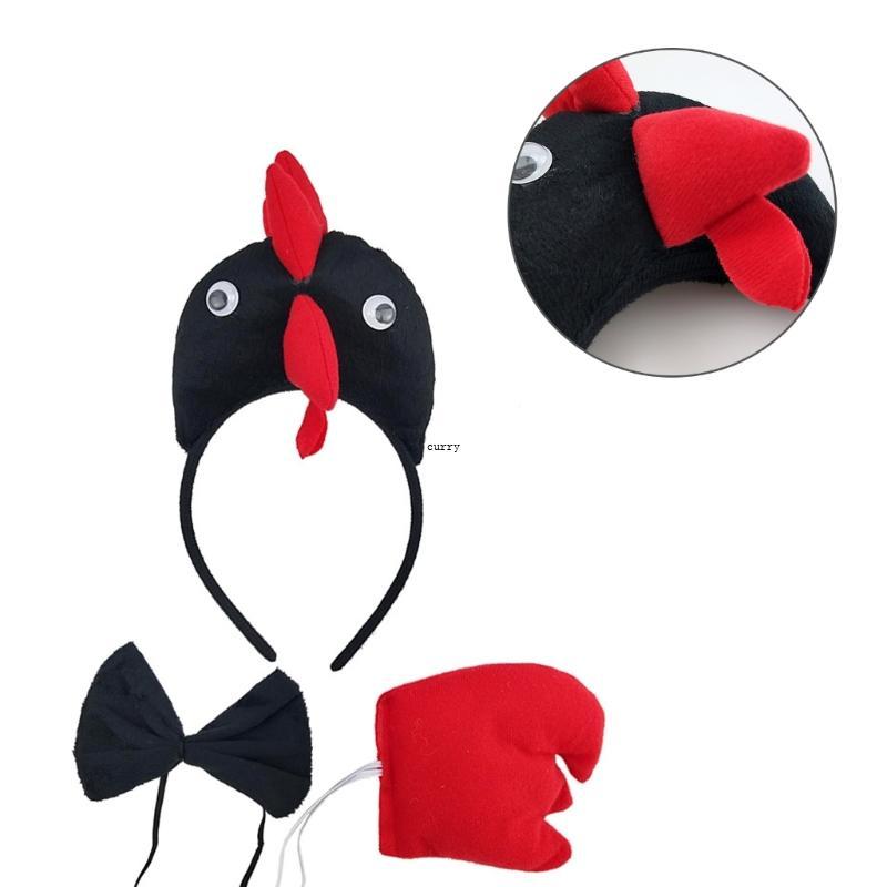 CUY Rooster Ear Heandband Rooster Tail และ Bowtie สําหรับเด็กฮาโลวีน