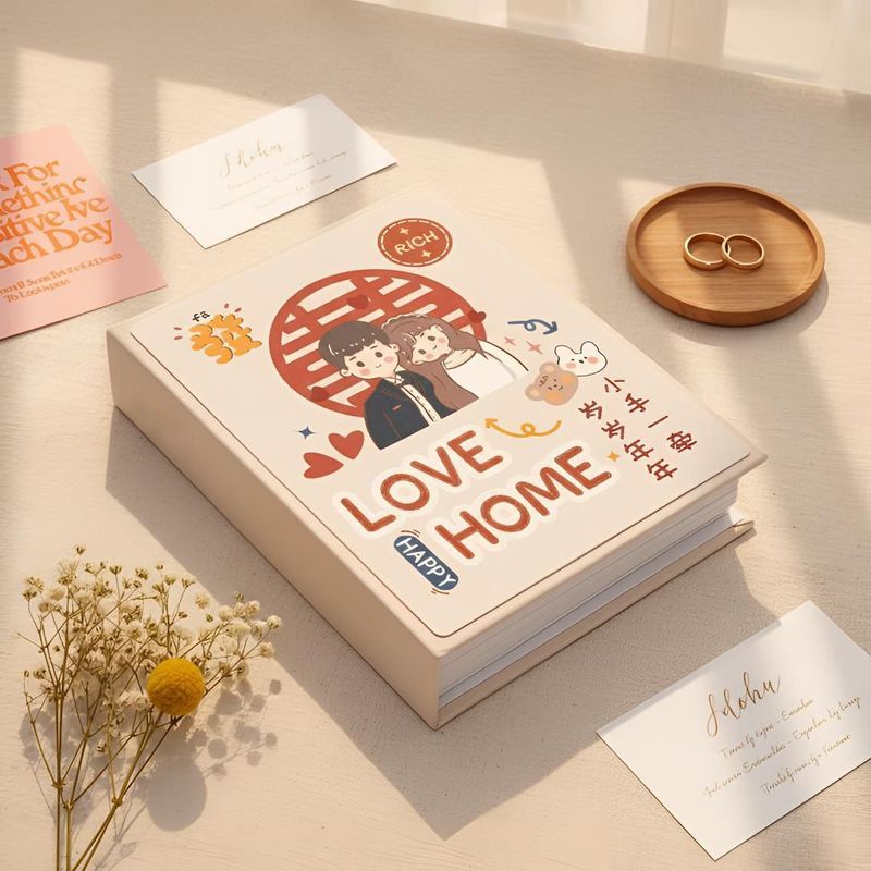 结婚相册本大容量卡册纪念册356寸拍立得结婚照片婚礼收纳塑封Wedding Album 6-inch Family Large Capacity Wedding Follow up Wedding P