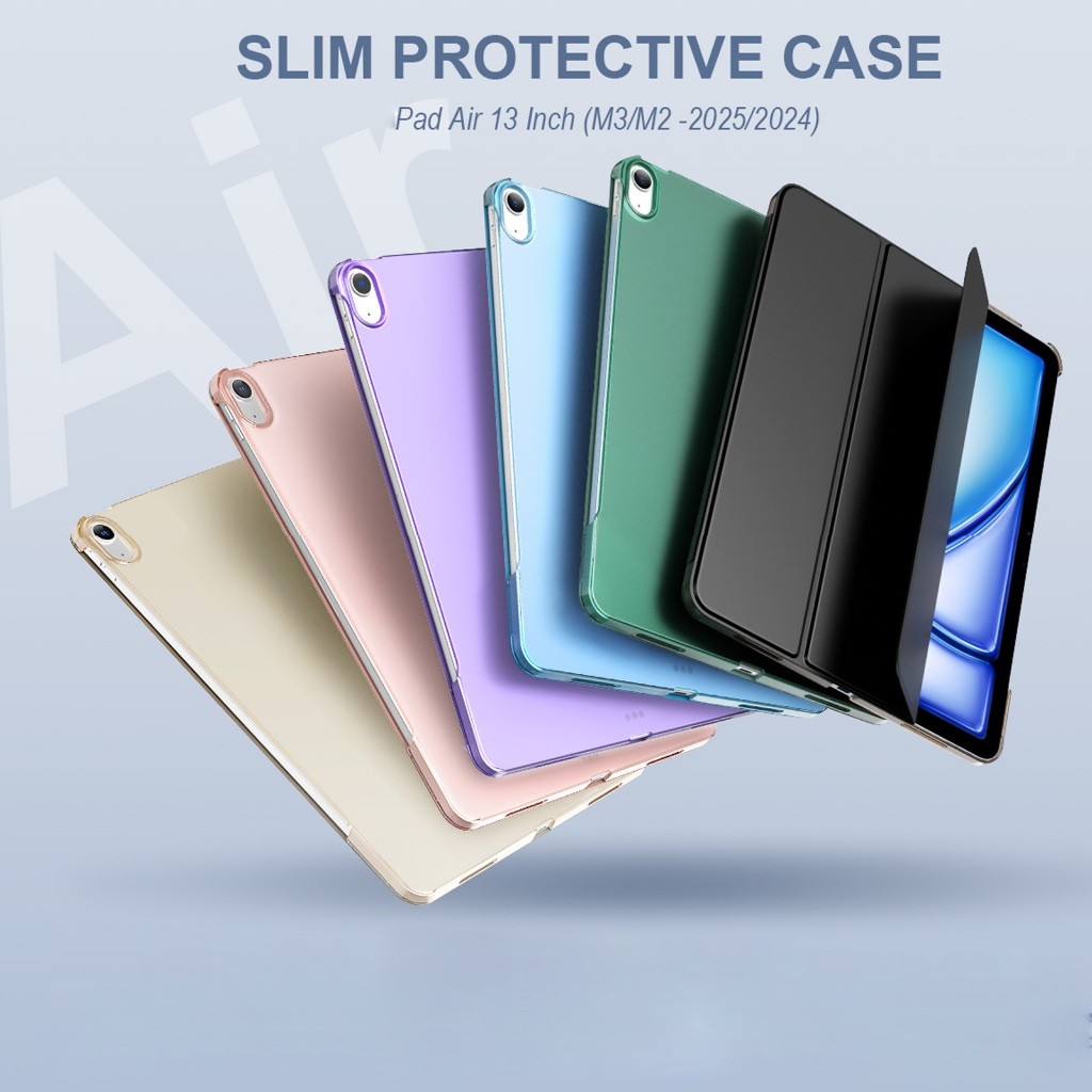Ultra Thin PU หนัง & Hard PC กลับสมาร์ทกรณี Folio สําหรับ iPad Air 13 "2025 A3268 A3269 A3271/ 2024 