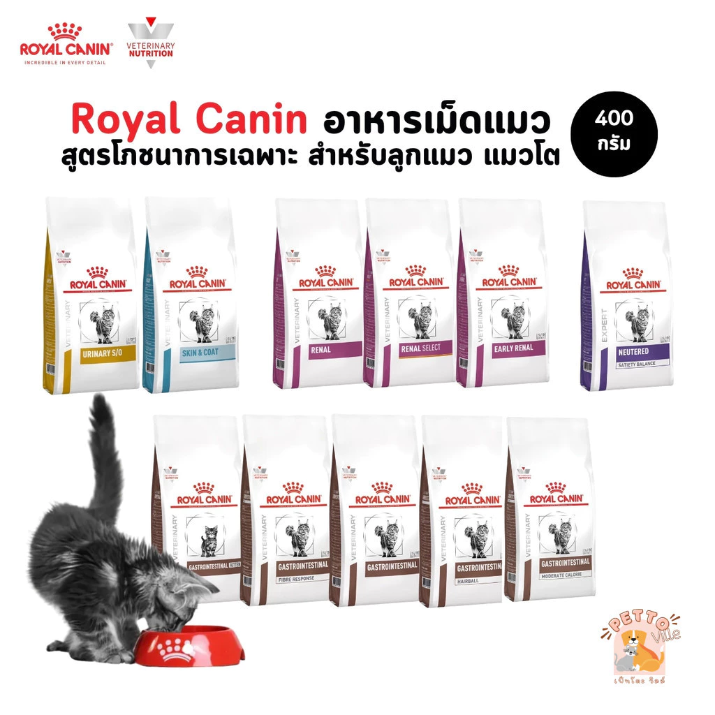 Royal Canin อาหารเม็ดแมว สูตรโภชนาการเฉพาะ สำหรับลูกแมว แมวโต ขนาด 400 กรัม