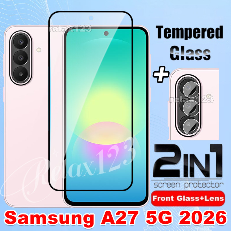 SAMSUNG สําหรับSamsung A27 5G 2IN1 Full Screen ProtectorกระจกนิรภัยสําหรับSamsung Galaxy A 27 57 37 