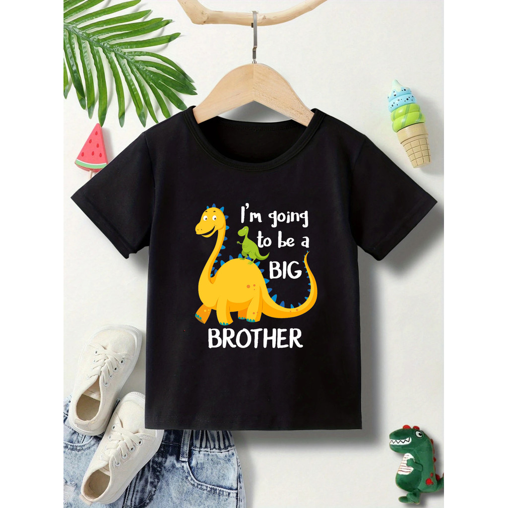 IM Going To Be Big Brother ไดโนเสาร์ T เสื้อเด็กประกาศ Idea Boys ไดโนเสาร์แขนสั้น Tshirt เสื้อผ้า Bi