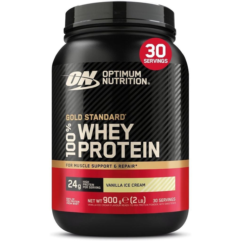 OptimumNutrition Gold Standard100%เวย์โปรตีนผง,มีกลูตามีนและ BCAA Amino Acid,รสน้ําแข็งวานิลลา,30Sha