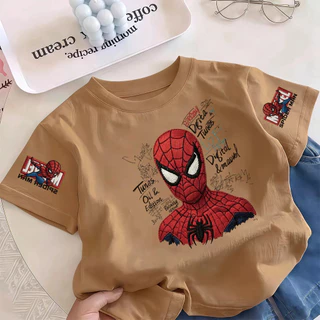 Pebbi Baby เสื้อยืดเด็กฤดูร้อนรุ่นใหม่ ลายปักสไปเดอร์แมน Spider-Man มาร์เวล ผ้าฝ้ายแท้100% นุ่มสบาย เสื้อแขนสั้นเด็กผู้ช