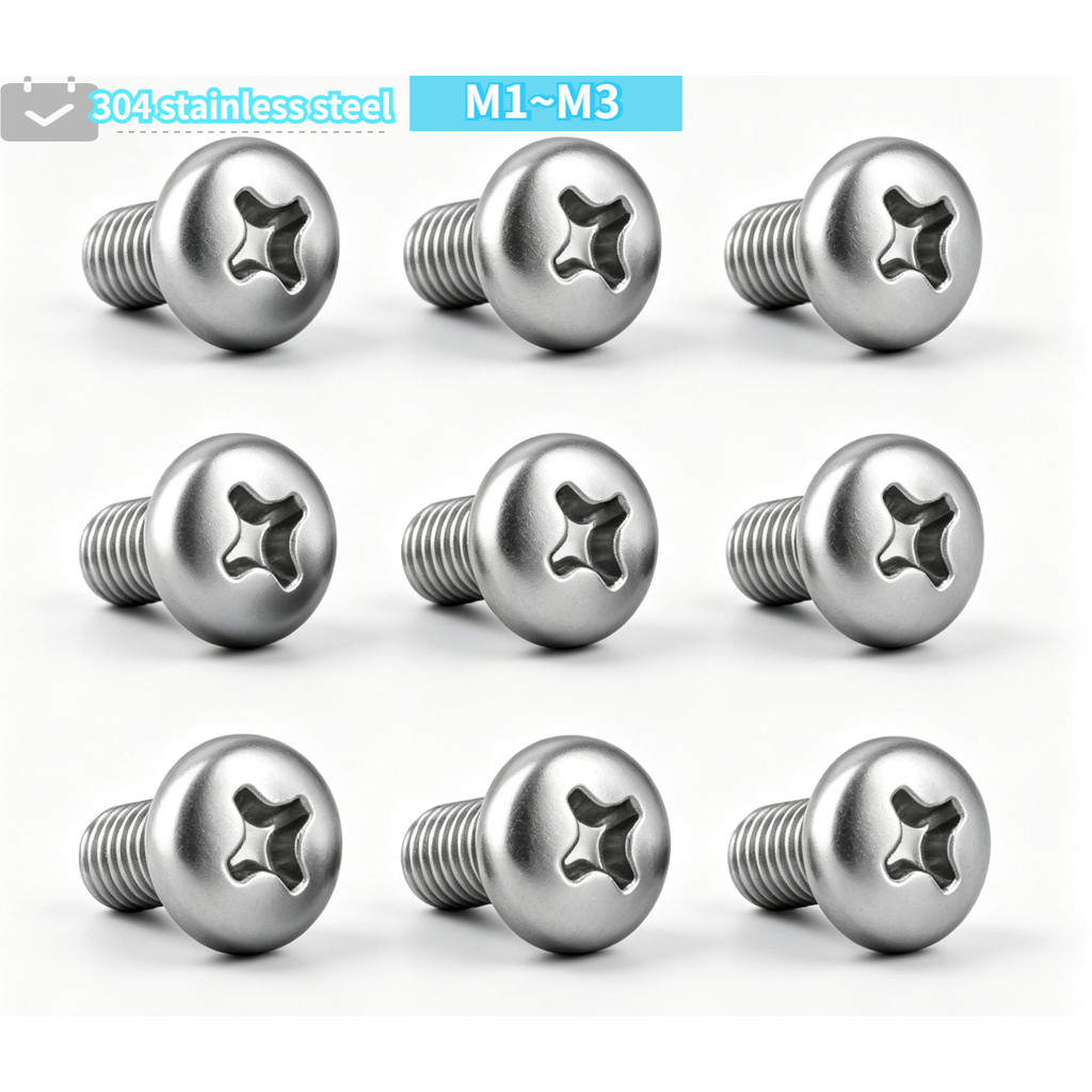 304 สแตนเลสสตีล Phillips หัวกลมสกรูดิสก์หัวเครื่องสกรูซ็อกเก็ตสวิตช์เฉพาะ Bolt M1 ~ M3 สกรูยึดเร็ว
