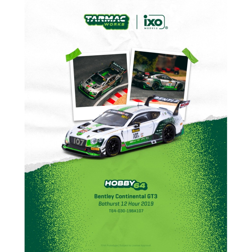 [โมเดลรถขายดี] TW 1: 64 Bentley Continental GT3 Bentley Continental GT3 Bentley Continental Alloy Ca
