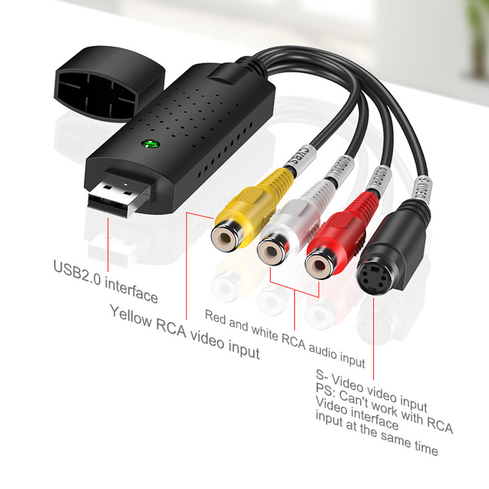 Yihome1.th SIUKE การ์ดจับภาพ USB VHS เป็น Digital Converter 2.0 วิดีโอเสียงกล่อง VCR TV รองรับ Win 7