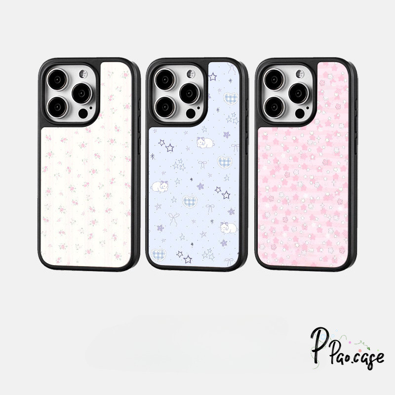 เคสอะคริลิคสีพื้น ลายดาว+แมว สไตล์มินิมอลกันกระแทก เคสไอโฟน17 18สำหรับ IPhone 17 18 16 11 14 13 15 12 Pro Max 15 16 Plus