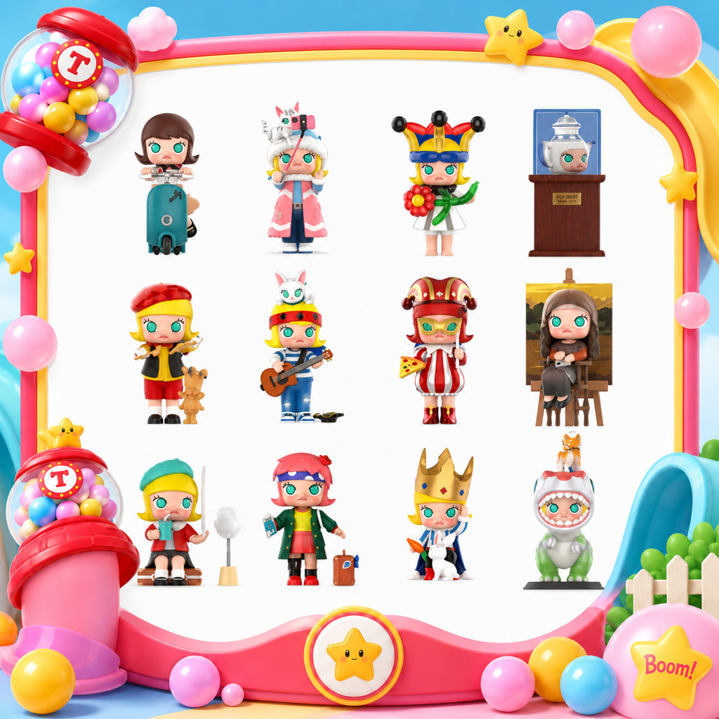 P POPMART MOLLY Fantasy Stray Series Mystery Box ฟิกเกอร์ของเล่น