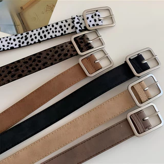 JIE HOME พร้อมส่ง🔥 เข็มขัด เข็มขัดลายเสือดาวย้อนยุคอเมริกัน หนัง PU เข็มขัดตกแต่งเดนิมแฟชั่น